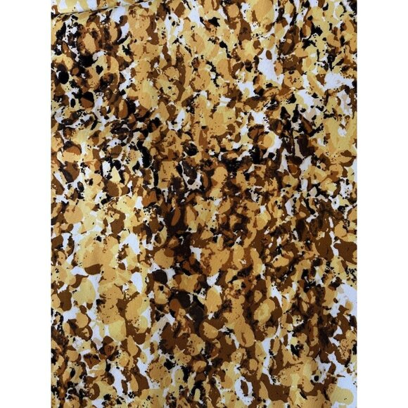 Carmen Marc Valvo Yellow Gold Brown Scuba Pencil Skirt Size M New $58 No wrinkle - Picture 3 of 5